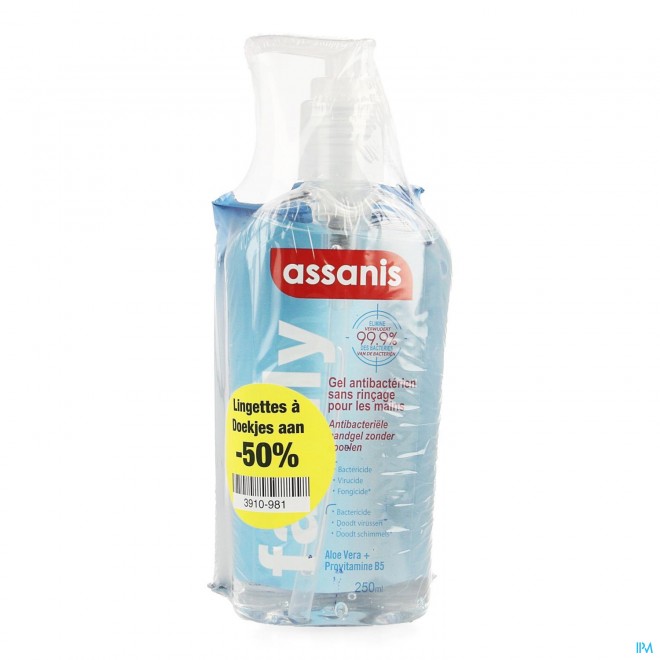 Assanis Family Gel 250ml + Doekjes 25 1/2 Prijs