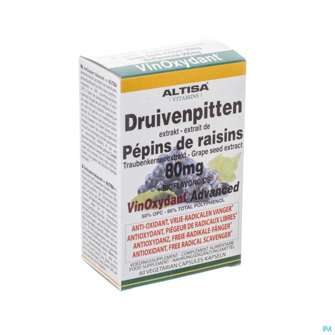 Altisa Rode Druivenpit Extr.80mg+bioflavon.caps 60