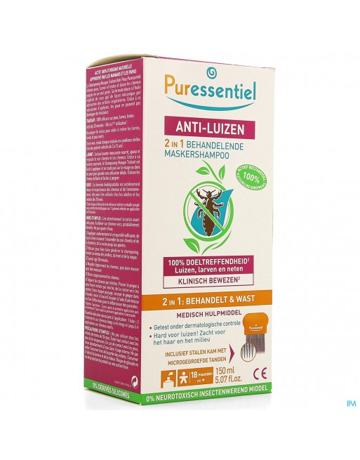 Puressentiel A/luizen Sh Behand. 2in1 150ml + Kam Puressentiel A/luizen Sh Behand. 2in1 150ml + Kam