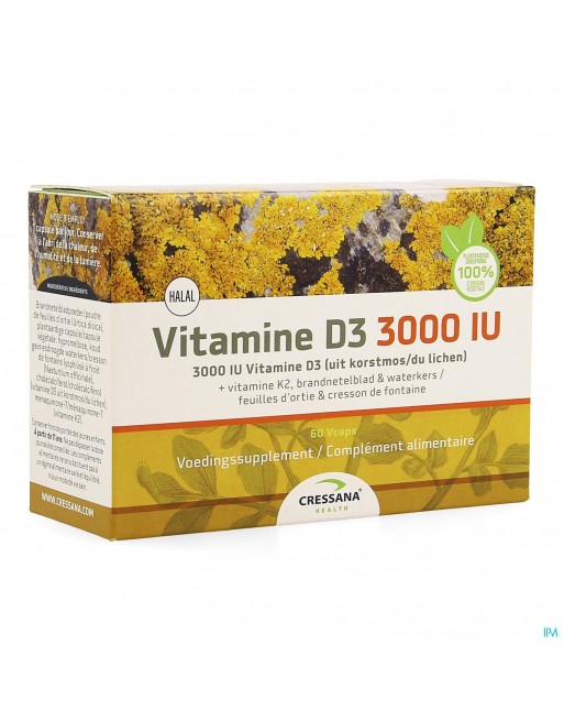 Vitamine D3 3000iu + K2 Vegetal Caps 60