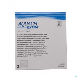 Aquacel Extra Verb Hydrofiber+versterk. 15x15cm 3