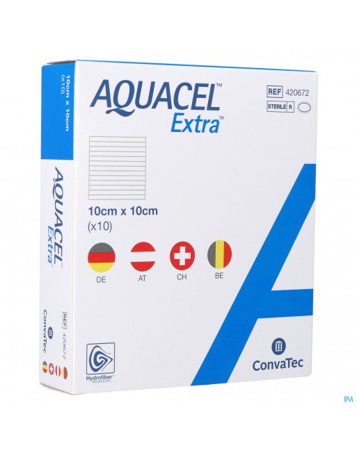Aquacel Extra Pans Hydrofiber+renf.fibr.10x10cm 10