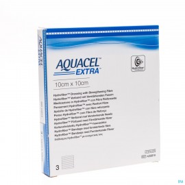 Aquacel Extra Verb Hydrofiber+versterk. 10x10cm 3