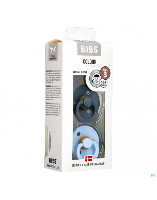 Bibs 3 Fopspeen Duo Iron Baby Blue
