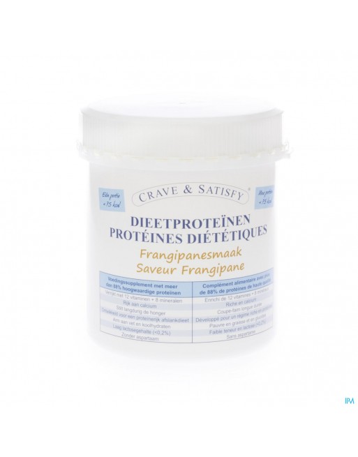Crave & Satisfy Dieetproteinen Frangipan Pot 200g Crave & Satisfy Dieetproteinen Frangipan Pot 200g
