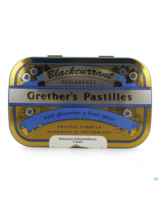Blackcurrant Grethers Zonder Suiker Past 110g