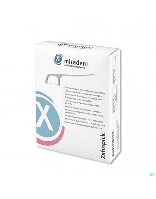 Miradent Cure-dent avec fil dentaire 100 pcs – emballé individuellement