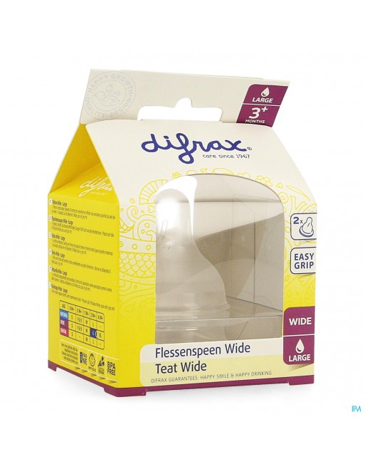 Difrax Flessenspeen Natural Wide Large 2 stuks