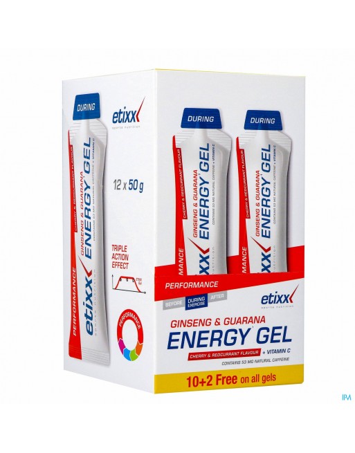 ETIXX GINSENG&GUAR.ENERGY GEL RED C.-CHERRY 12X50G