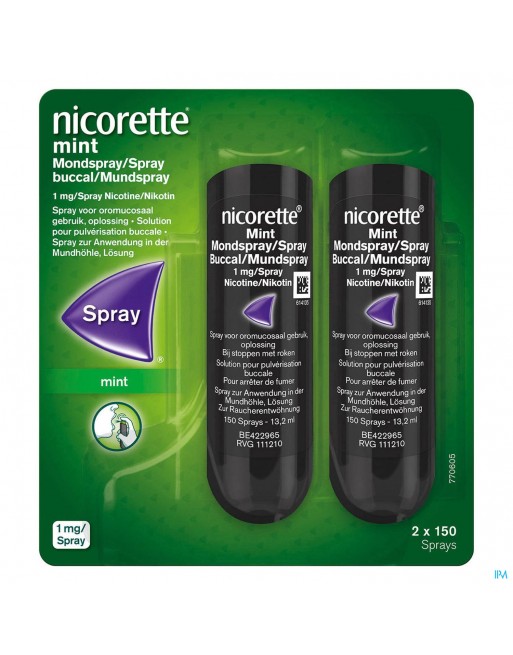Nicorette Mint Spray Buccal 2x150 Sprays 1mg/spray