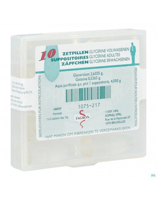 Glycerine Suppo Volw 10 Fag