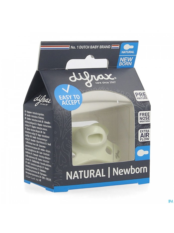 Difrax Fopspeen Natural Newborn Uni/pure Assorti