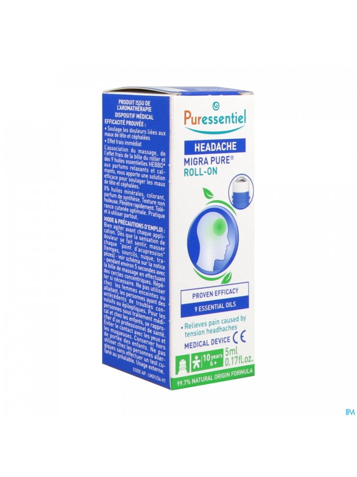 Puressentiel Roller Hoofdpijn 9 Ess Olie 5ml