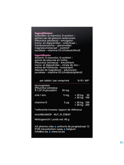 Imixx Junior Framboos Kauwtabl 90