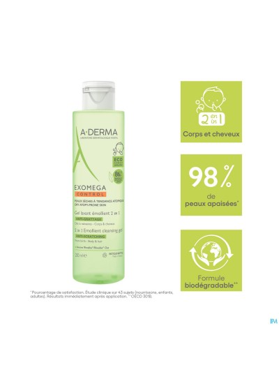 Aderma Exomega Control Reinigingsgel 2in1 200ml