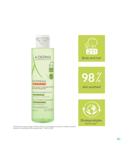 Aderma Exomega Control Reinigingsgel 2in1 200ml