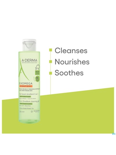 Aderma Exomega Control Reinigingsgel 2in1 200ml