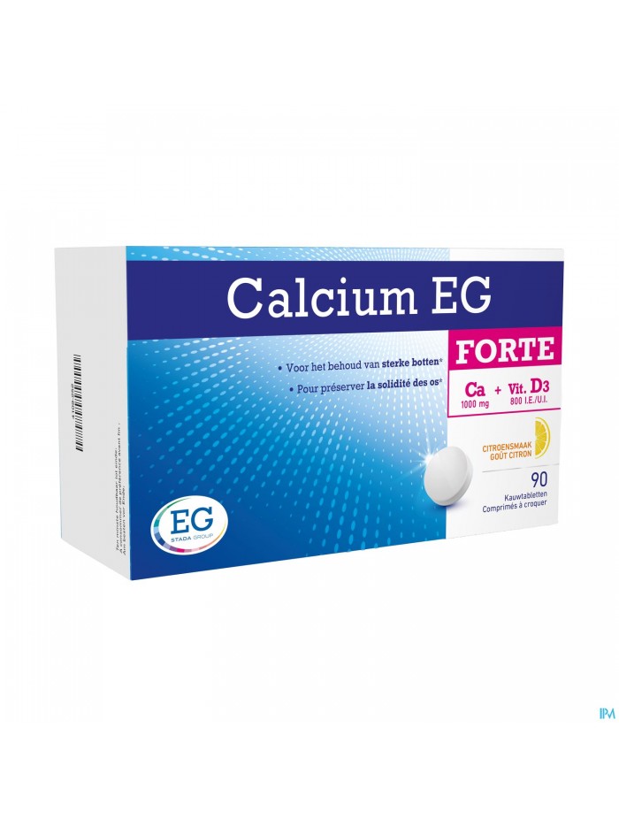 CALCIUM-D FORTE EG Citron 90 comp à croq 1000mg/800UI