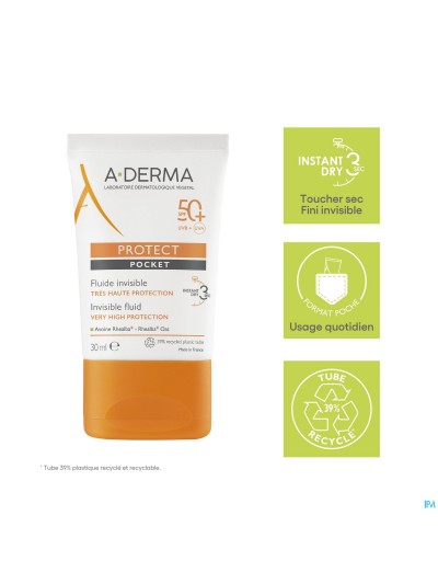 Aderma Protect Pocket Fluide Onzichtbare Ip50+30ml