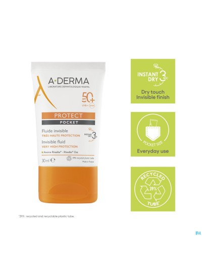 Aderma Protect Pocket Fluide Onzichtbare Ip50+30ml