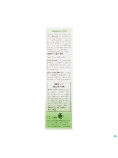 Weleda Dentifrice Vegetal Tube 75ml