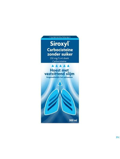 Siroxyl Carbocistein.250mg/5ml Z/suiker Drank300ml