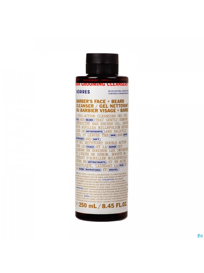 Korres Km Gel Nettoyant Barbier Visage+barbe 250ml