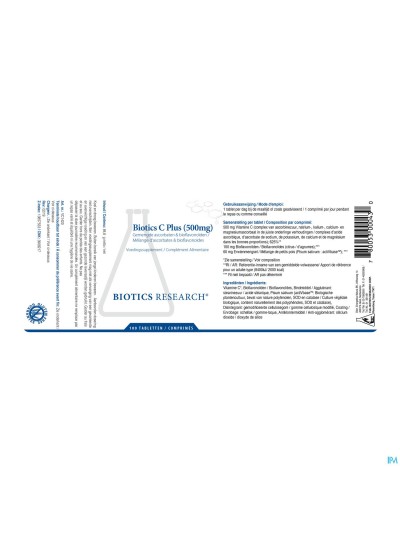 Biotics C Plus Comp 100x500mg Nf