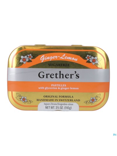 Grether's Suikervrij Pastilles Gember-citroen 110g