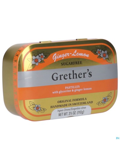 Grether's Suikervrij Pastilles Gember-citroen 110g